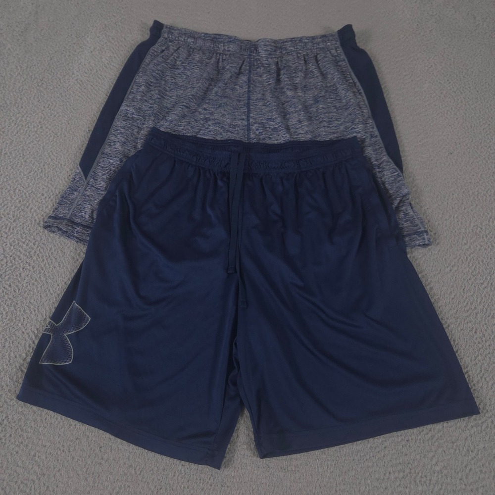 LOT OF 2 Under Armour Shorts Mens XL Multi Raid 2.0 Gym Tech Graphic Athletic